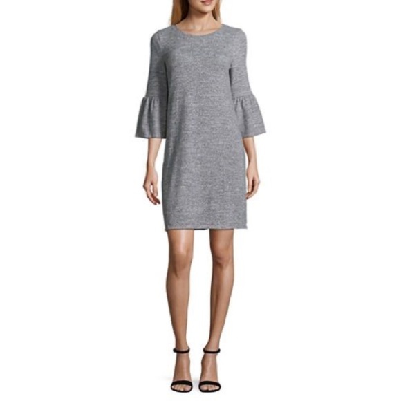 a.n.a. Gray Bell Sleeve Knit Sweater Dress Small - Picture 1 of 6